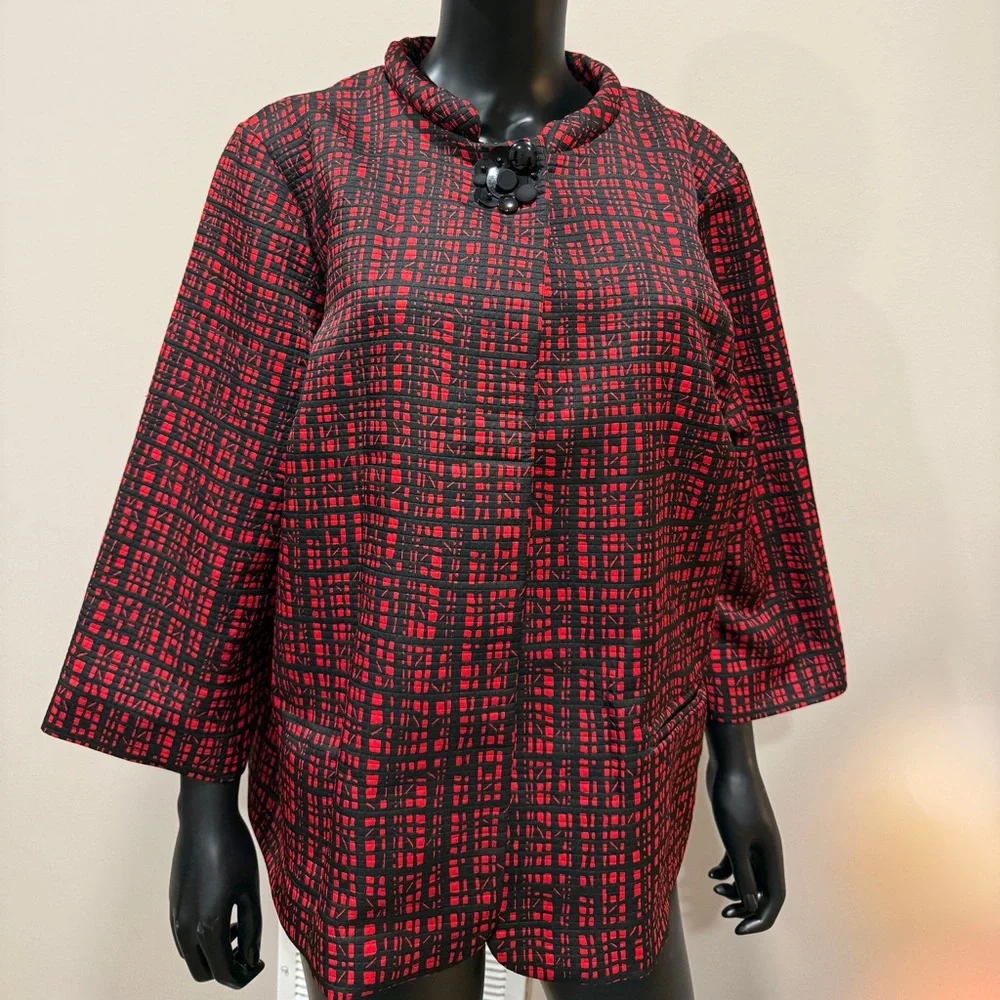 Ruby Rd. Red and Black Checkered Jacket - Picture 1 of 5